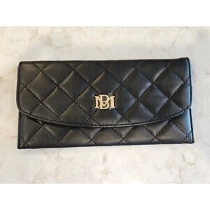 Badgley Mischka Wallet Card Holder Vegan Leather Quilted Black‎